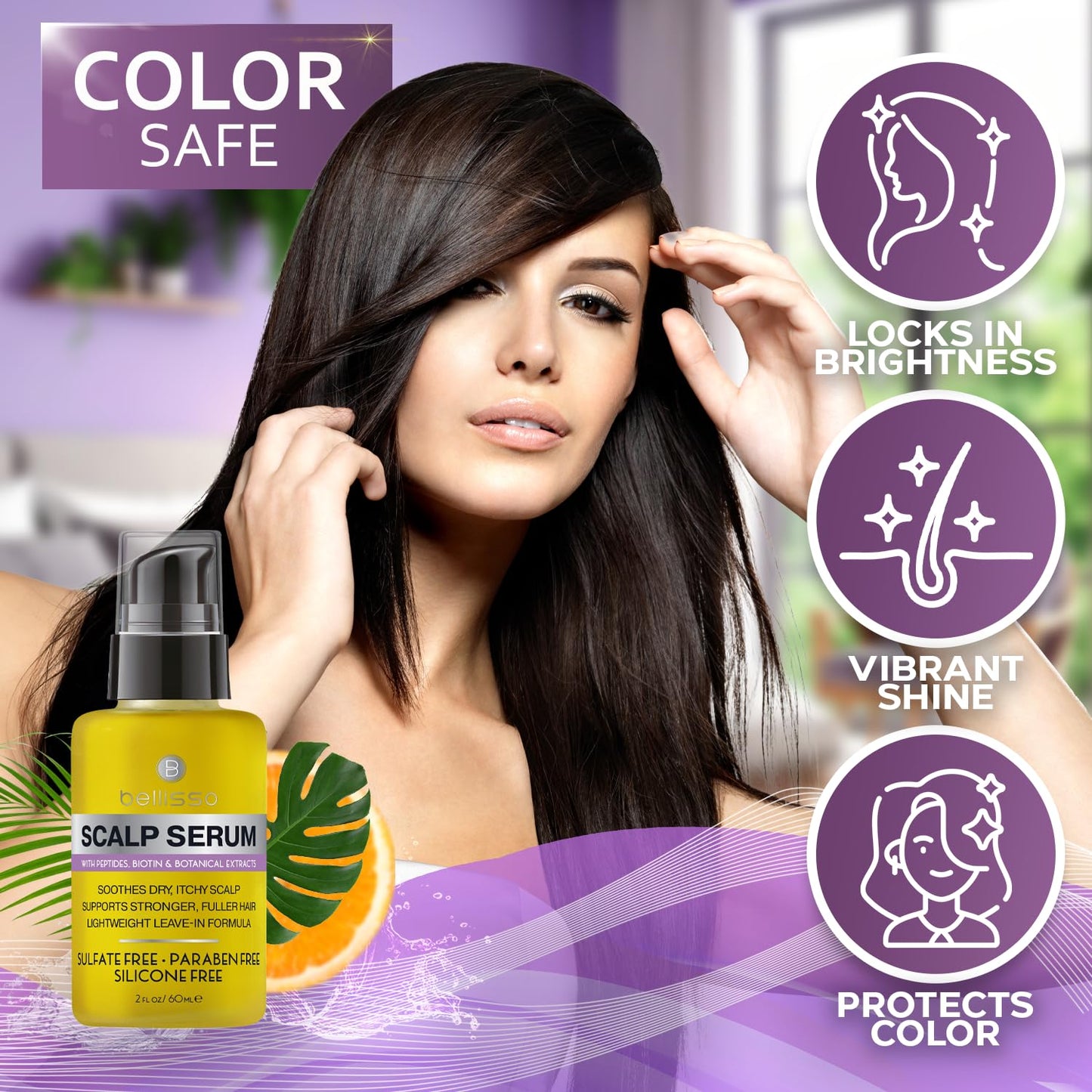 BELLISSO Scalp Serum - Dry and Itchy Dandruff Moisturizer Treatment for Women and Men - Advanced Care and Anti Itch Relief Tonic - 2 Fl Oz