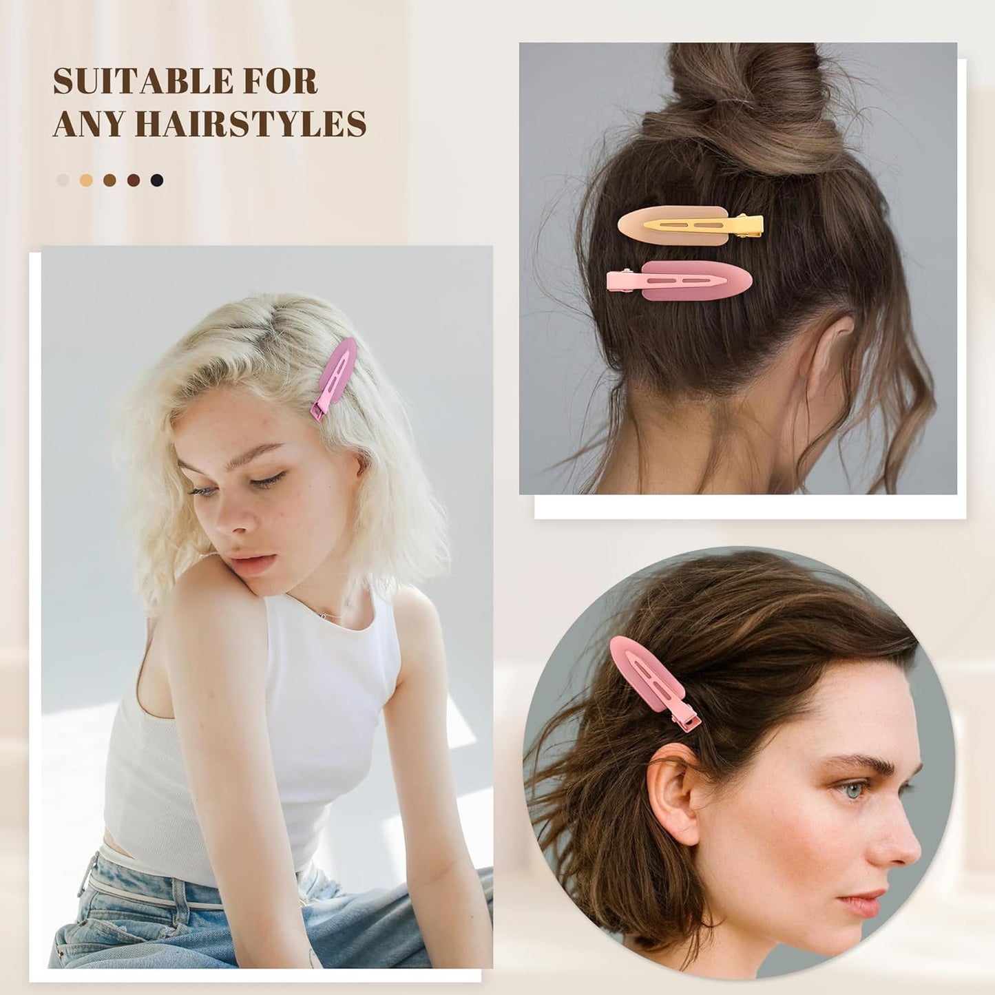 10 Pcs Creaseless No Crease No Bend Flat Hair Clips For Styling Non Slip Makeup Clips For Women Salon Hairstyle,Jelly Orange Pink Rose Red