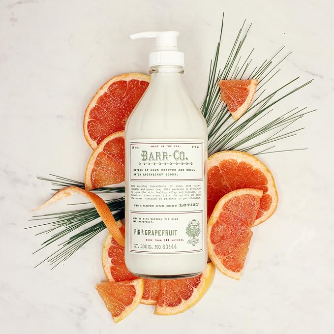 BARR-CO. Fir & Grapefruit Scent Shea Butter Lotion for Dry Skin, Bright Grapefruit and Cooling Balsam, Shea Moisturizing Lotion for Sensitive Skin, 16 fl oz