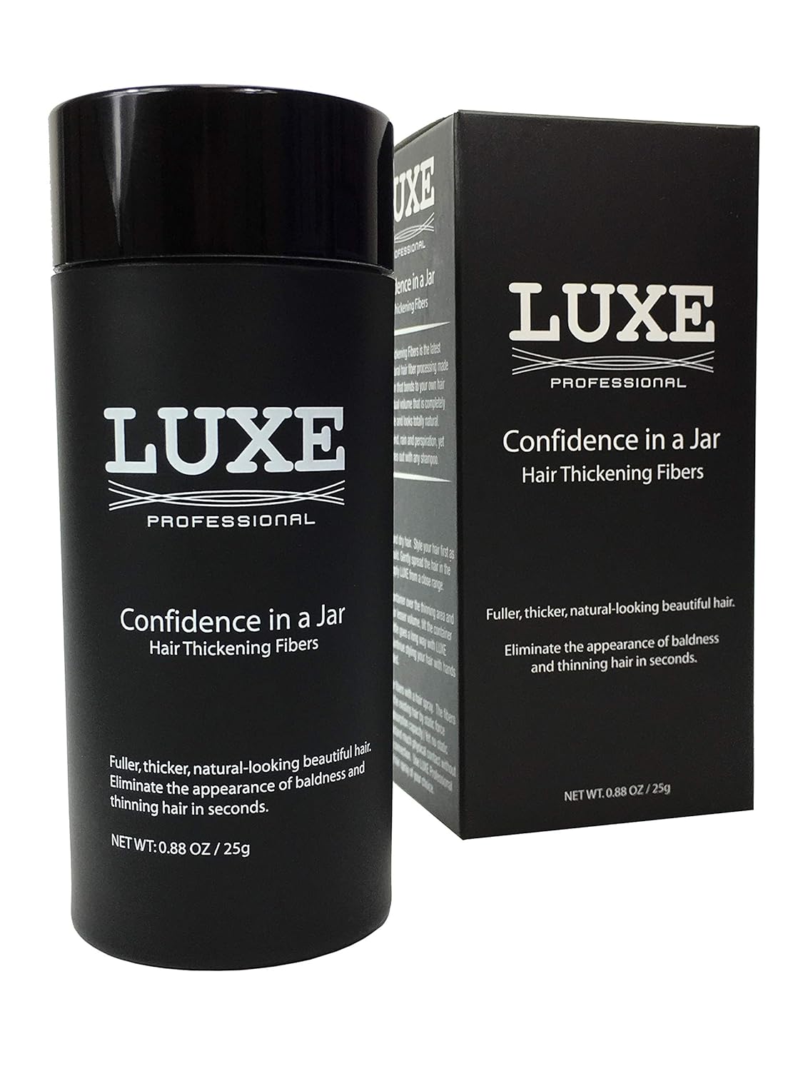 LUXE Hair Building Fibers - Thickening Fibers - CONFIDENCE IN A JAR – 2 Months+ Supply! – Hypoallergenic, Dermatologist Tested – Multiple Colors Available (Medium Brown)