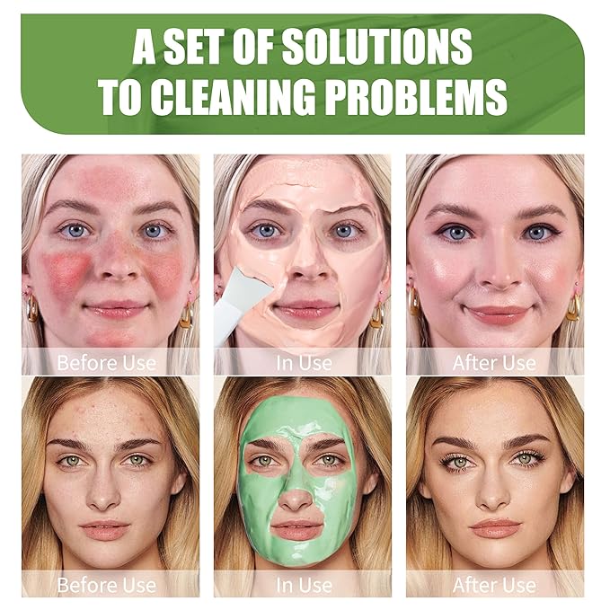 10 Pods Clay Facial Mask Set - Rose, Green Tea, Eggplant, Avocado, Dead Sea Mud, Mud Mask Deep Pore Cleansing Acne Blackhead Removal Men & Women Face Mask Skin Care,Two To Three Times A Week.