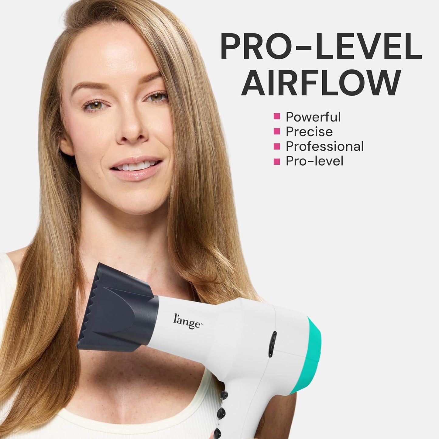 L'ANGE HAIR PowerStyle Ionic Turbo Hair Dryer | 1875W Fast Drying & Precision Styling for Long-Lasting, Frizz-Free Looks | Advanced Ionic Technology Smooths & Shines Hair (White)