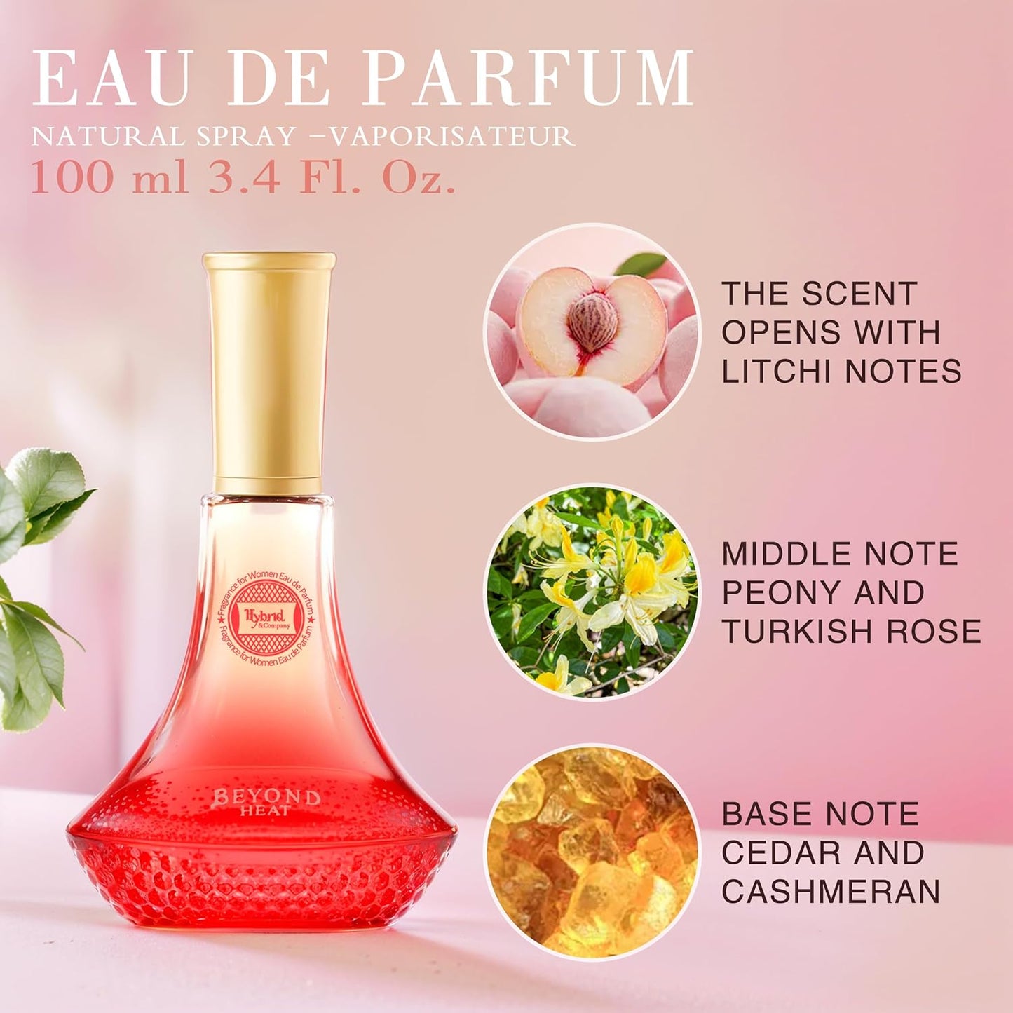 Hybrid & Company Beyond Heat Feminine Essence Youthful Sensuous Truly Irresistible Scent Womens Perfume, 3.4 Fl Oz