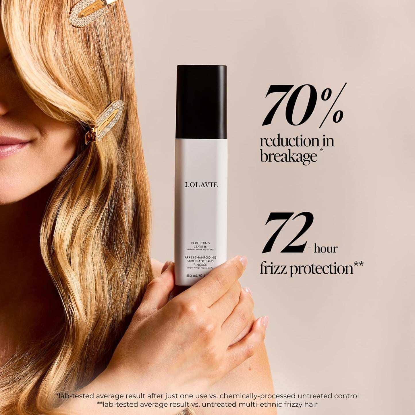 LolaVie Perfecting Leave-In Conditioner - 5.0 oz - 72-Hour Frizz Control & 450-Degree Heat Styling Protection for Smoother, Softer, Stronger Hair - Color Safe - All Hair Types - Sulfate Free