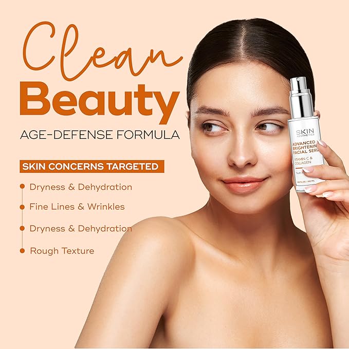 Vitamin C Serum For Face - Dermatologist Tested - with Collagen For Dark Spots, Skin Brightening, Anti-Aging & Acne + Fine Lines & Wrinkles - Vegan, Clean Beauty Korean Skin care