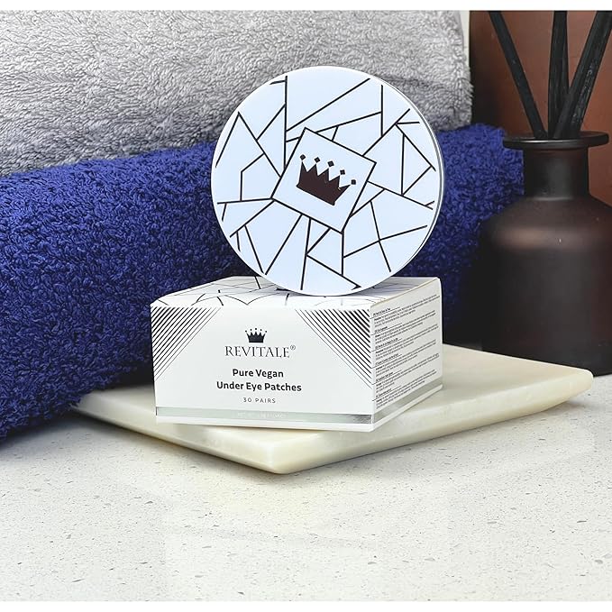 Pure Vegan Under Eye Patches, Helps Reduce Puffy Eyes & Dark Circles, Revitalise Dull Eye Masks - Nourishes, Renews, Soothes (Jar - 30 Pair)