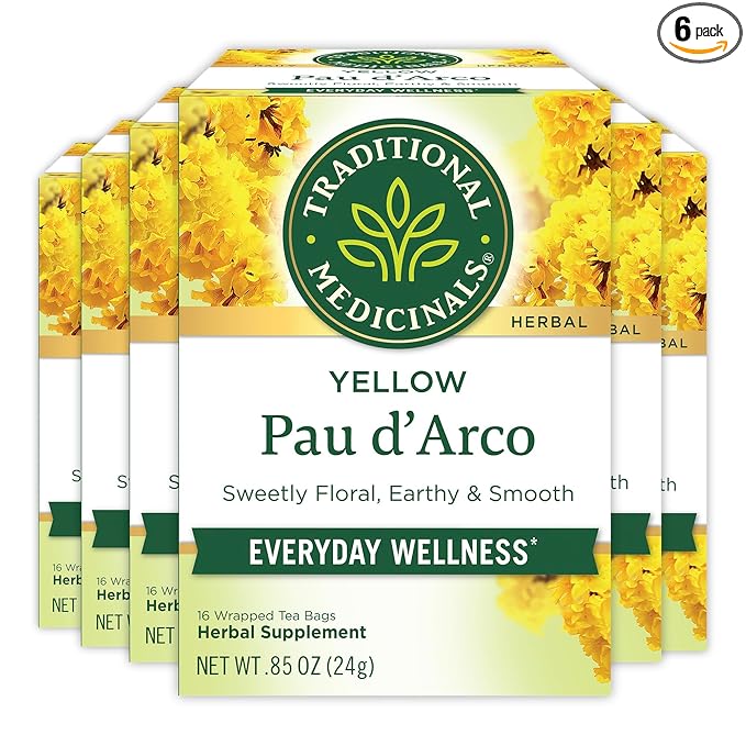 Traditional Medicinals Tea, Yellow Pau d'Arco, Everyday Wellness, 96 Tea Bags (6 Pack)