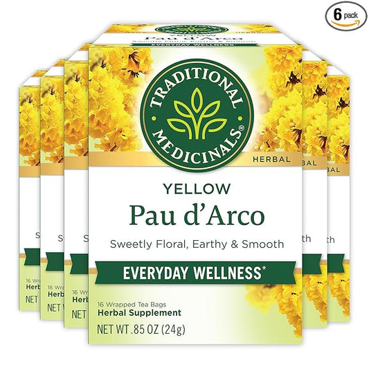Traditional Medicinals Tea, Yellow Pau d'Arco, Everyday Wellness, 96 Tea Bags (6 Pack)