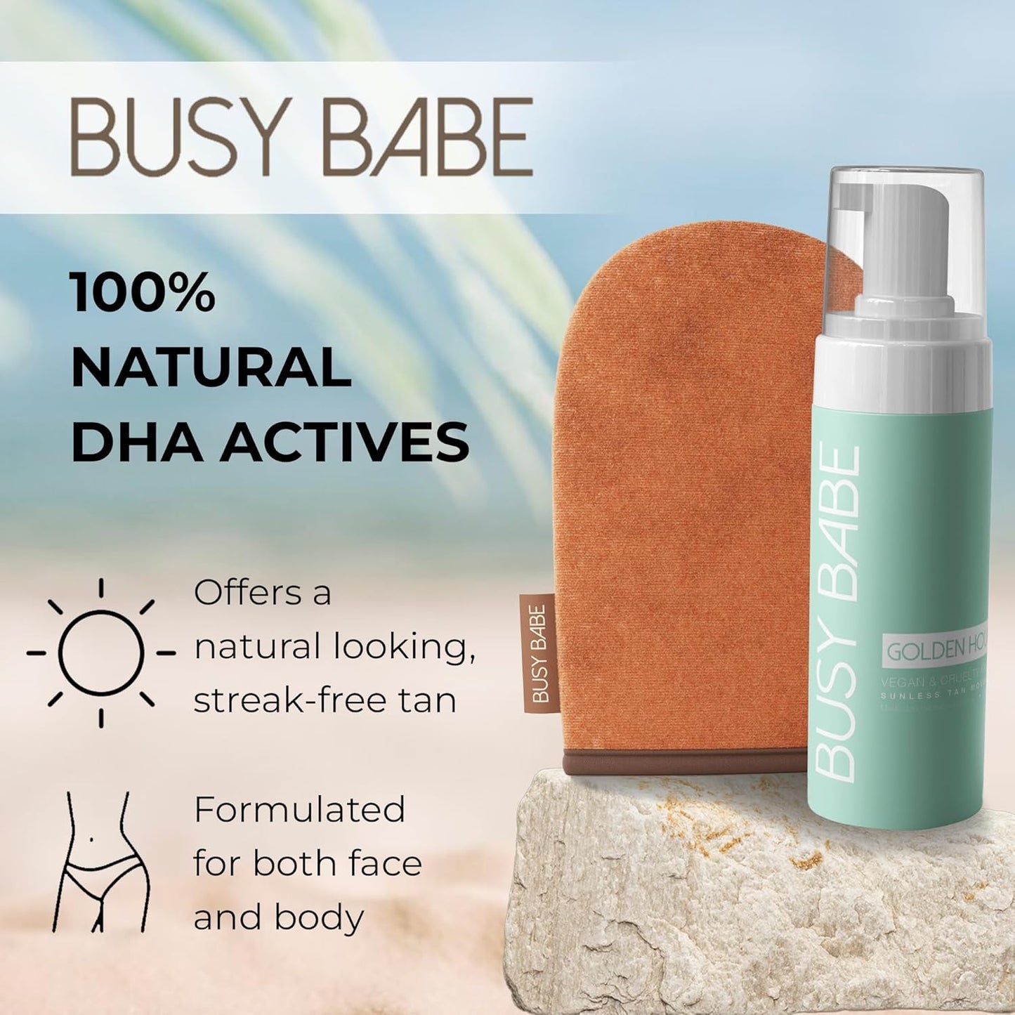 Golder Hour Tanning Mousse Self Tanner With Mitt - Achieve a Gorgeous, Flawless Tan, Sun-Kissed Glow for All Skin Types and Tones, Sunless Tanning Mousse for Undertone (DARK BRONZE 200ml)