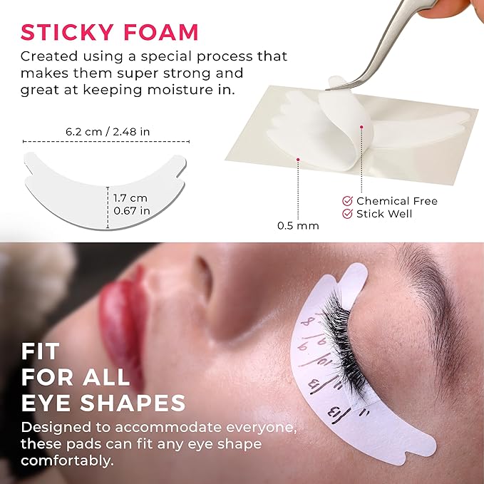 LLBA Biogel Eye Pads for Lash Extensions, Soft Sticky Under Eye Patches for Sensitive Skin, Eyelash Perm Lamination, Lash Extension Remover Supplies (10 Pairs, Style 2)
