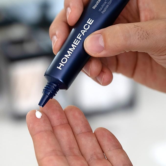 HommeFace Men's Advanced Anti-Aging 4-Step Skincare Routine Bundle with Daily Face Wash, Serum, Revitalizing Eye Cream, and Facial Cream