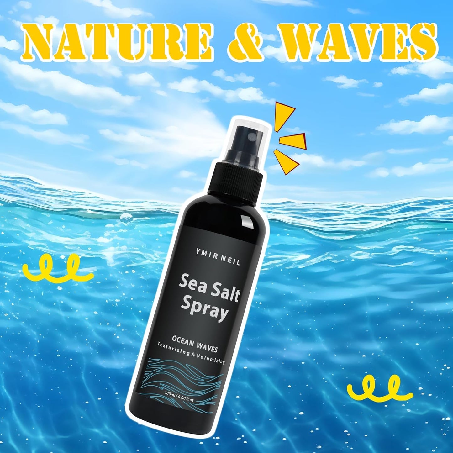 Natural sea salt spray for men,Texturizing,Volumizing,Beach Waves,fresh scent,6.0 fl oz,