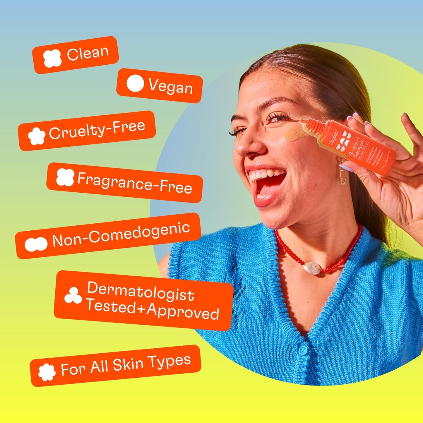 Daybird 4 in 1 Tinted Serum, Tinted Moisturizer and Sunscreen for Face, SPF 50+ Niacinamide, 1 Ounce (light)