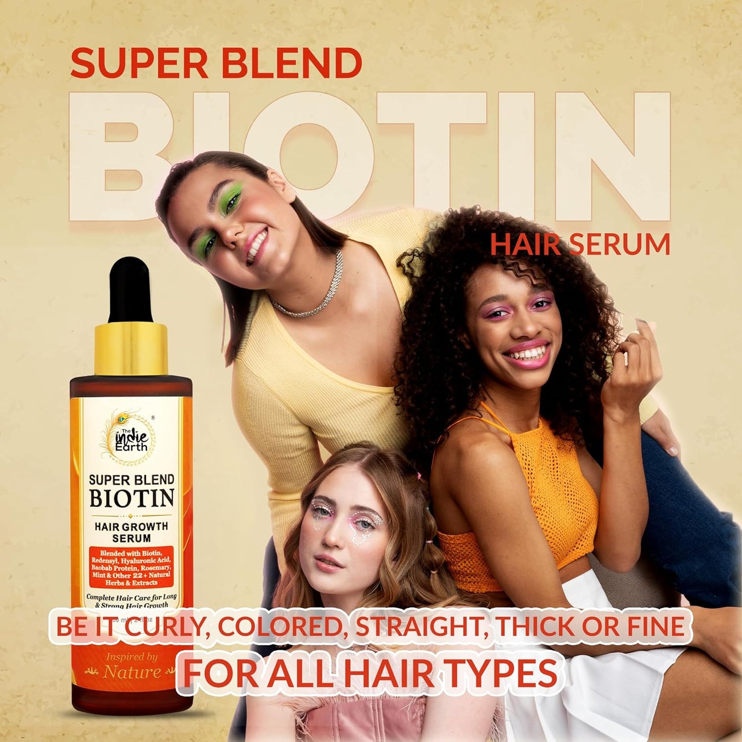 Rosemary Mint & Biotin Hair Growth Serum Formulated With Biotin, Hyaluronic Acid, Baobab Protein, Rosemary, Mint & Other 22+ Natural Herbs and Extracts Combat Hair Loss and Promote Hair Growth 60 ml