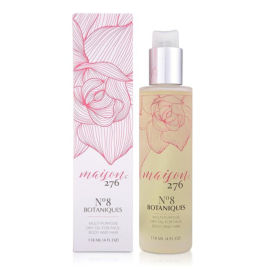 Maison 276 No. 8 Botaniques Multi-Purpose Moroccan Oil Moisturizer for Face, Body & Hair, After Bath & Shower Body Oil For Women & Men, Paraben Free, Sulfate Free, 4 Fl Oz