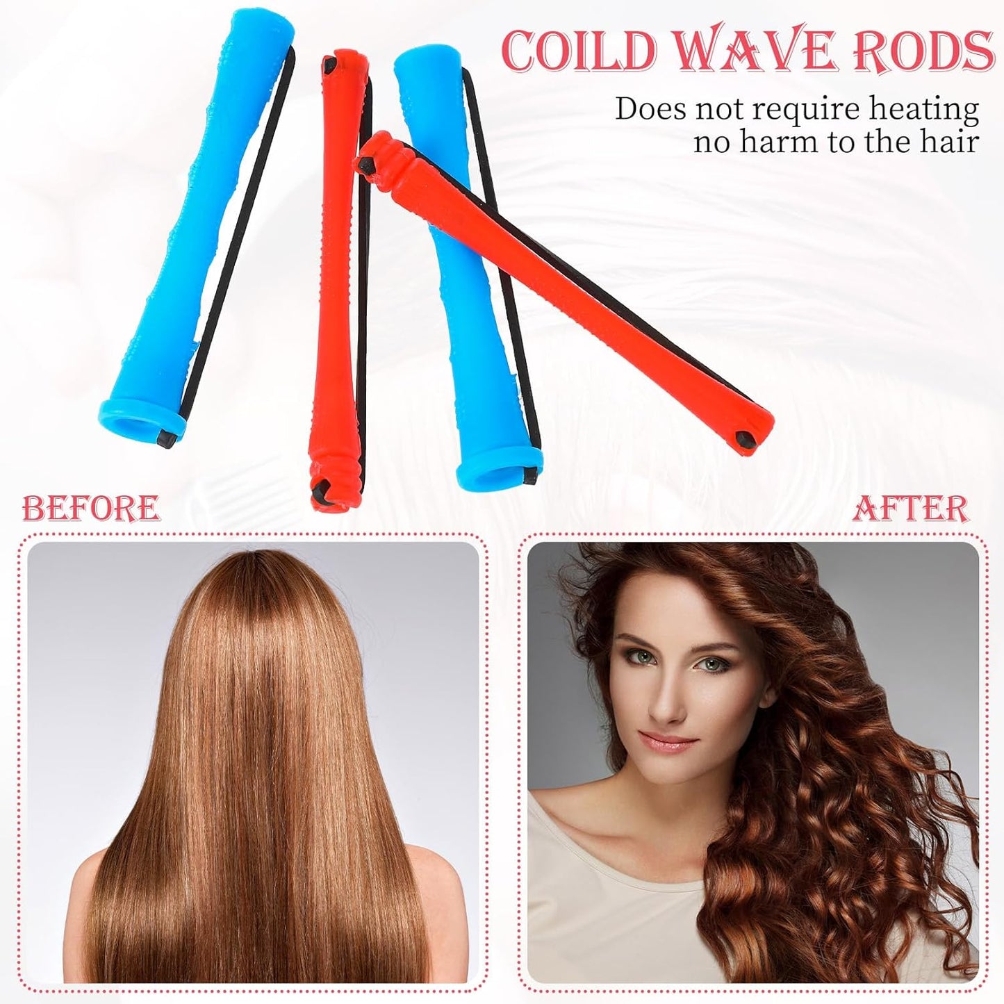 WILLBOND 72 Pieces Hair Perm Rods Set, Short Plastic Perming Rods Cold Wave Roller 2 Sizes Hair Curling Rollers with 1 Piece Steel Pintail Comb for Hairdressing Styling (Short)