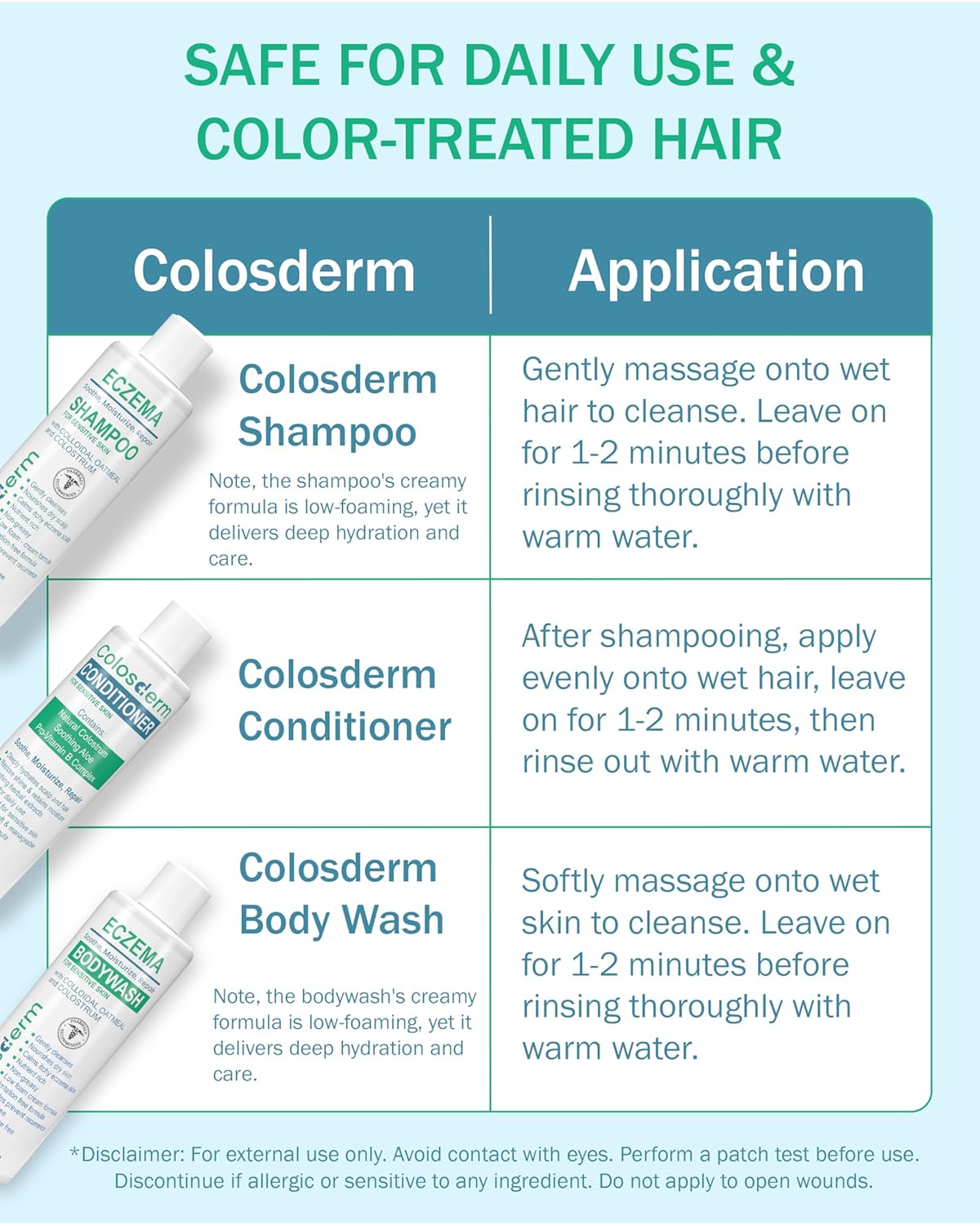 Eczema Cream Shampoo and Conditioner Scalp Treatment for Sensitive Skin for Kids & Adults- Colostrum & Colloidal Oatmeal -Itchy Scalp Anti Dandruff Shampoo for Women & Men, 16 fl oz, Made in USA