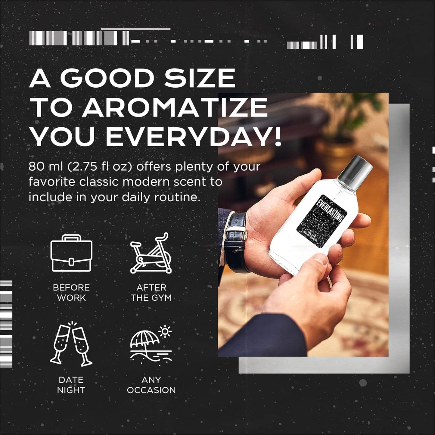 Cologne for Men – INSPIRED by A WORLD RENOWNED MEN’S PERFUME – Juniper, Pine, Tobacco, Oakmoss – Bold, Masculine, Earthy, Long-Lasting Eau De Toilette 80 ml (Everlasting for Men 80ml)