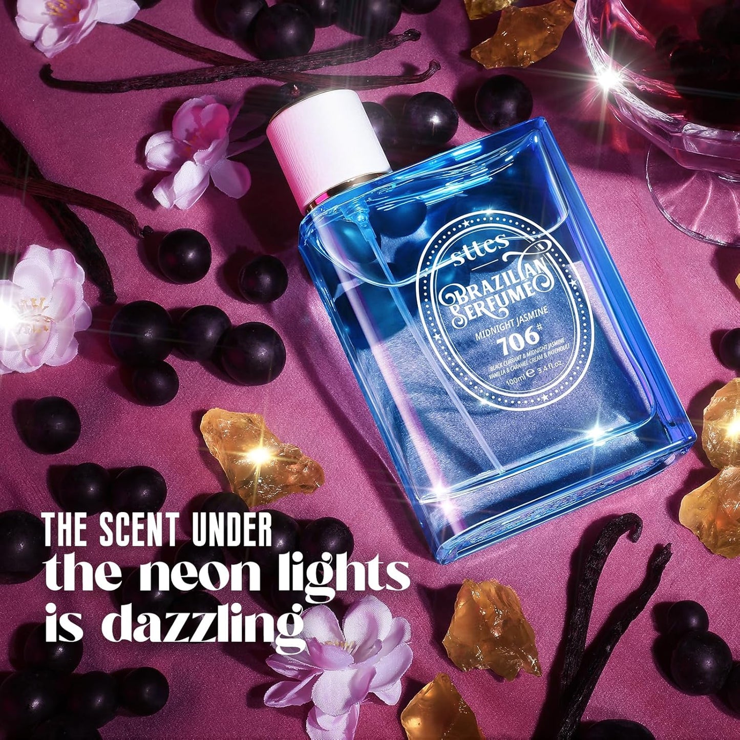 Sttes Perfume 706# (MIDNIGHT JASMINE) – Eau De Parfum 100ml (3.4 fl oz) – Black Currant, Jasmine, Vanilla