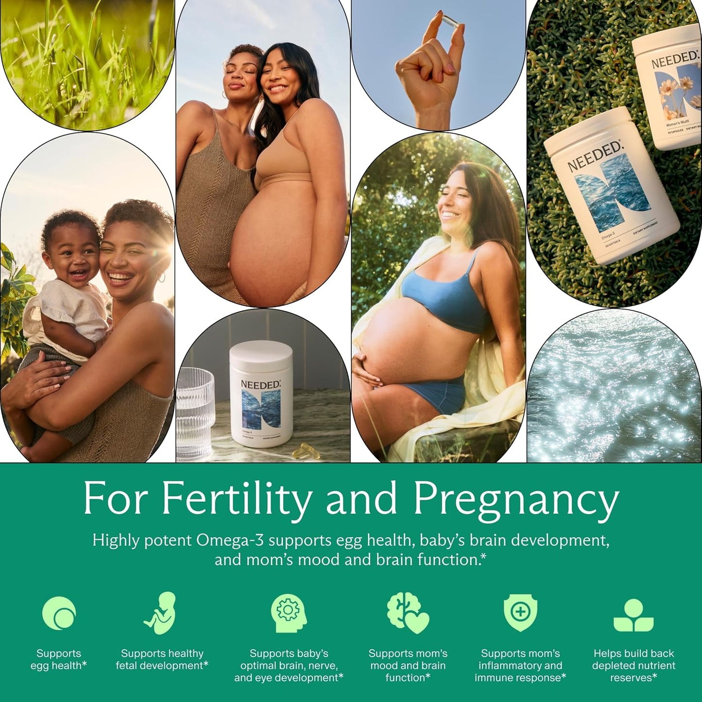 Needed. Prenatal Omega-3 - High Potency Dose of Sustainably Sourced Fish Oil, 1000mg DHA, 1000mg EPA, Encased in a Gelatin-Free, Plant-Based Softgel Shell