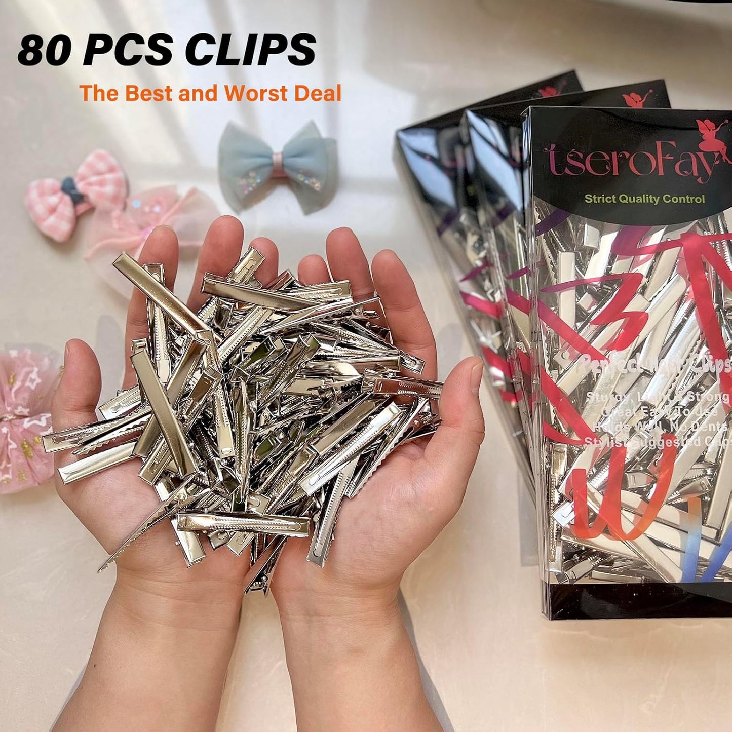 80Pcs Alligator Hair Bows and Clips for Crafts, DIY Bow Making, Large Plain Clips Supplies, 2.24" Dreadlock Dreads Retwist