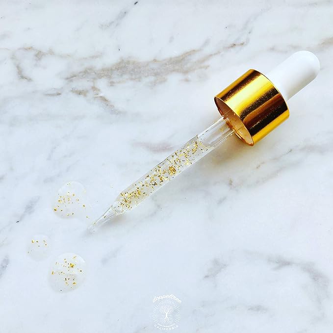 Organic Vitamin C Face Serum with 24K Gold Flakes, Hyaluronic Acid, Vitamin E - Vit C Facial Serum - Acne Scar Treatment, Dark Spot Corrector, Anti Aging & Brightening - Formulated in San Francisco