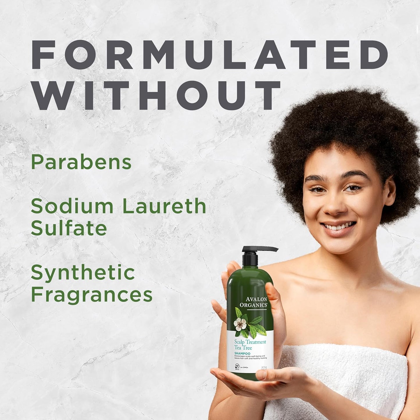 Avalon Organics Scalp Treatment Tea Tree Shampoo, Encourages Scalp Well-Being and Leaves Hair Soft, 32 Fluid Ounces