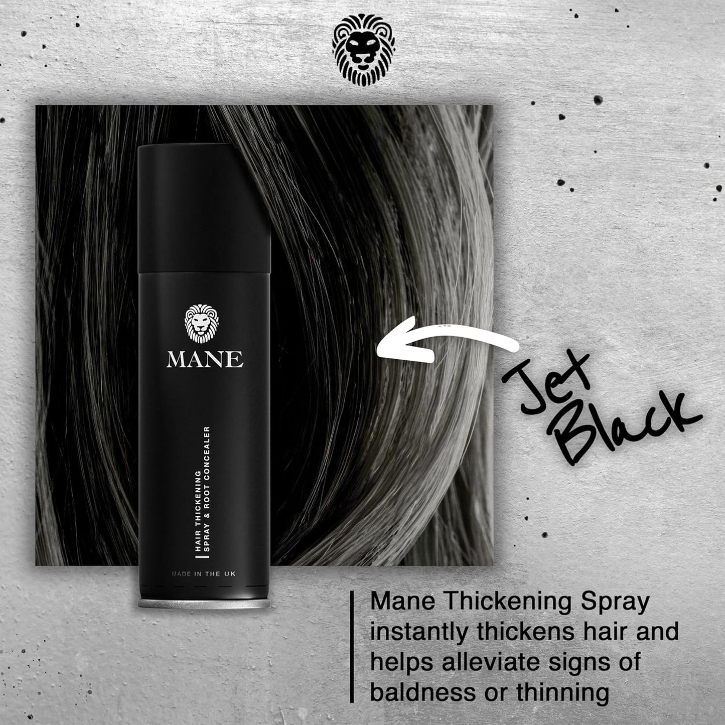 Mane Hair Thickening Spray & Root Touch Up, Seal & Control Combo Pack, Instantly Thicker Hair for Men & Women, Fill in Hairlines and Hide Thinning and Fine Patches - Jet Black, 12 Colors (6.76 oz)