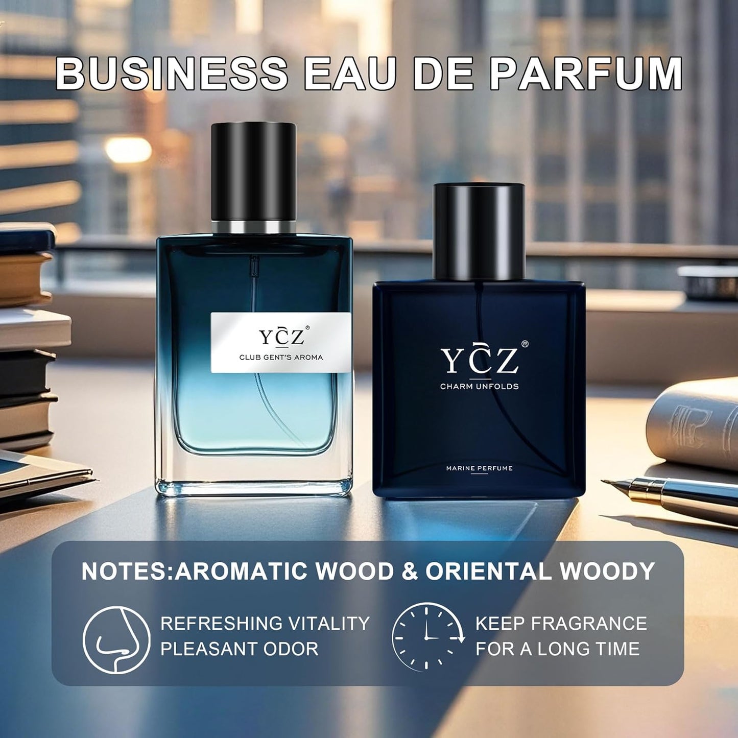 Ycz Eau de Parfum Ocean Club Perfume Set, 1.7oz Bottle Premium Men's Paefum, Long Lasting Woody Citrus Scent, is Perfect for Holiday Gifts, Dates, Everyday Life, and Parties, Christmas Gifts Ideal