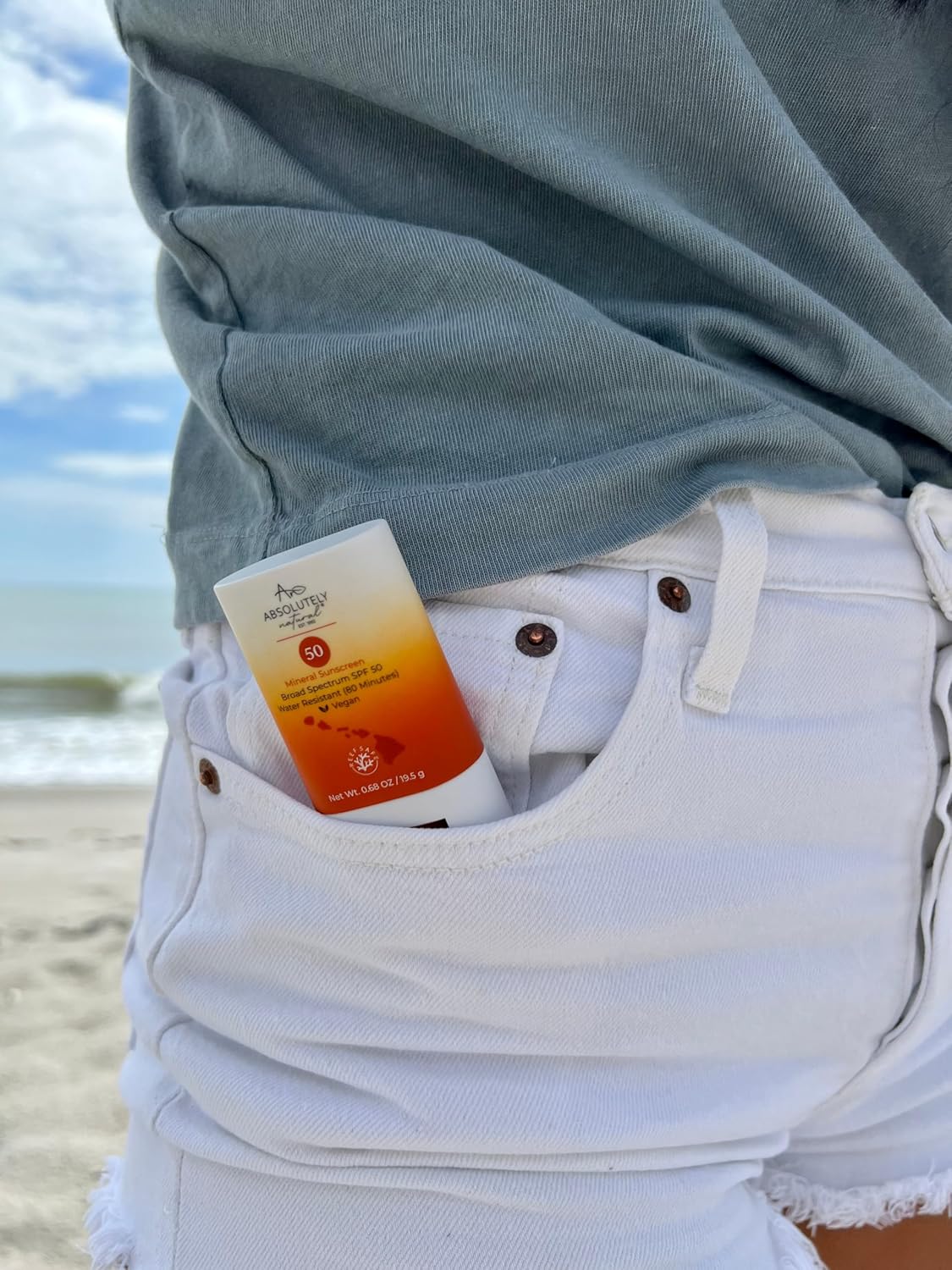 Absolutely Natural SPF 50 Mineral Sunscreen Stick with Rose Hips Oil, Cruelty Free and Reef Safe, Vegan Blend for Face and Body, Made in USA