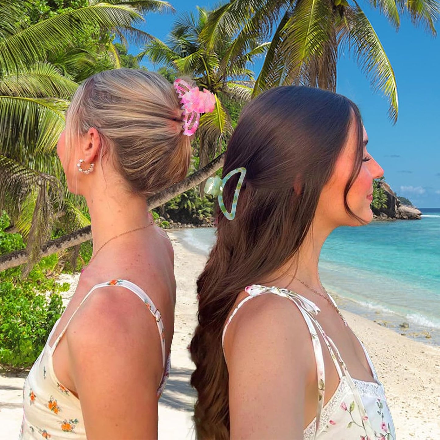 Hair Clips for Women,6PCS Big Flower Claw Clips for Thick Thin Hair,Strong Hold Cute Hair Accessories for Girls,Nonslip Beach Vacation Essentials Summer Accessories (full-colored)