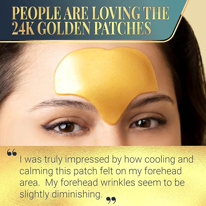 Forehead Wrinkle Patches for Face - Collagen, Hyaluronic Acid and Vitamin A Skin Pads - Forehead Line Remover Wrinkle Eye Patch Set - 20 Golden Sachets