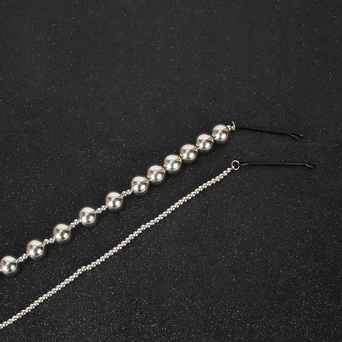 2PCS Dreadlocks Metal Tassel Ponytail Multi-Strand Hair Chain Prom Party Concave styling hair accessories hair extension chain with clip for girls and women (silver)