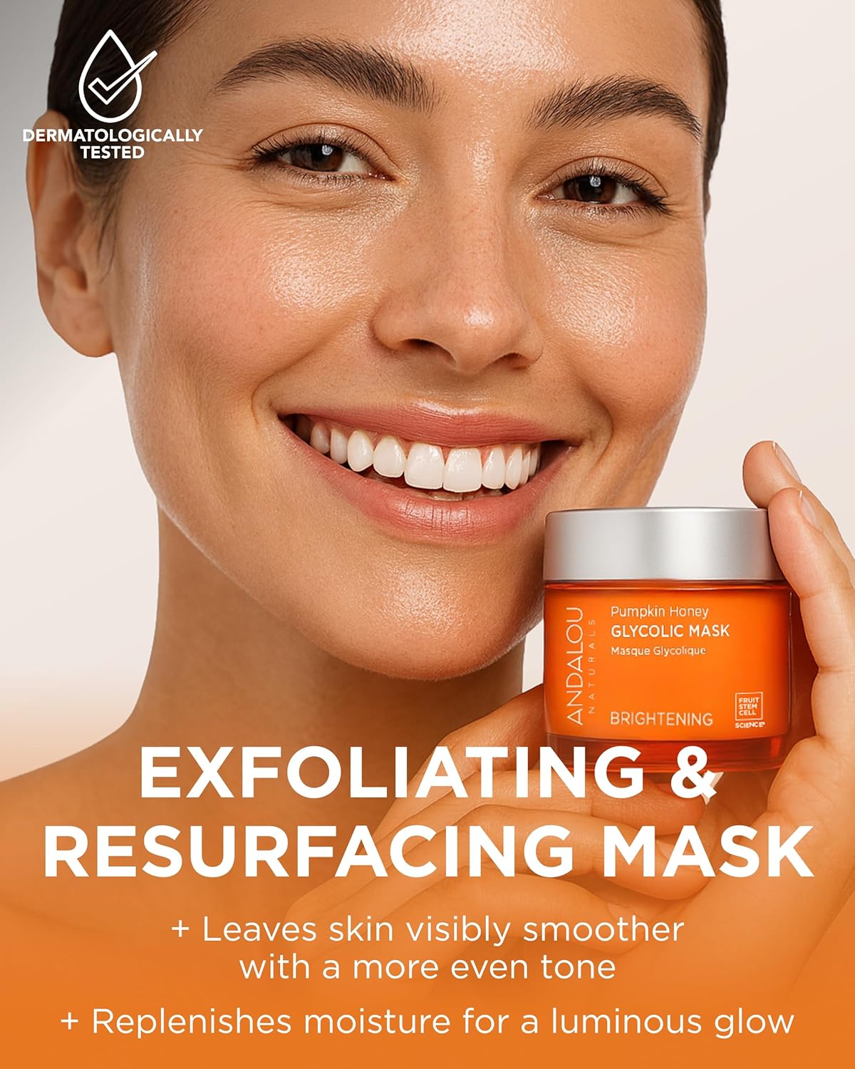 Andalou Naturals Pumpkin Honey Glycolic Mask (NEW FORMULA) - Exfoliating Face Mask with Glycolic Acid, Vitamin C for a Radiant Glow - Gentle Exfoliant Removes Dirt & Dry Skin Cells - 1.7 fl oz