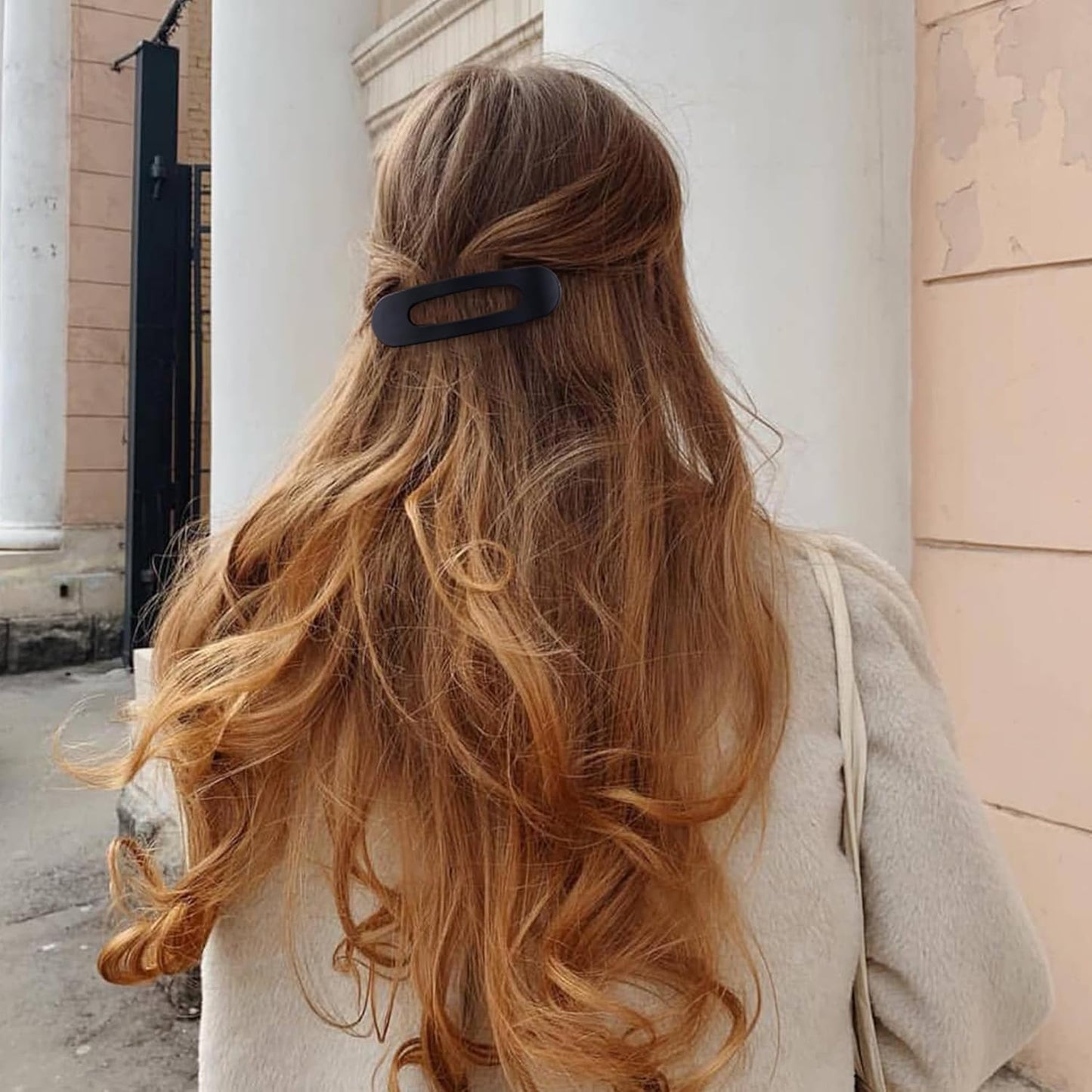 8 Pcs Large Lay Flat Claw Clips for Women French Side Slide Barrettes for Thin Fine Hair Rectangle Alligator Hair Accessories,Matte Black