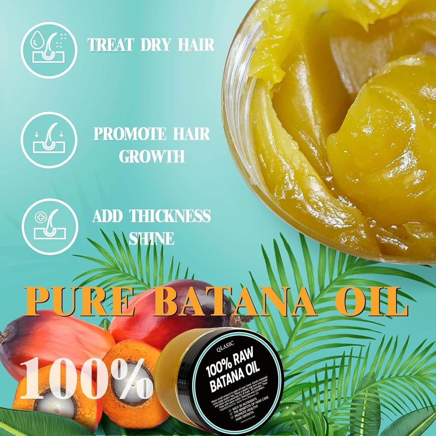 Raw Batana Oil for Hair Growth - Easy Application for Intensive Hydration and Growth -100% Pure, Nourish and Revitalize for Smooth, Tangle-Free Hair and Enhances Hair Thickness in Men & Women