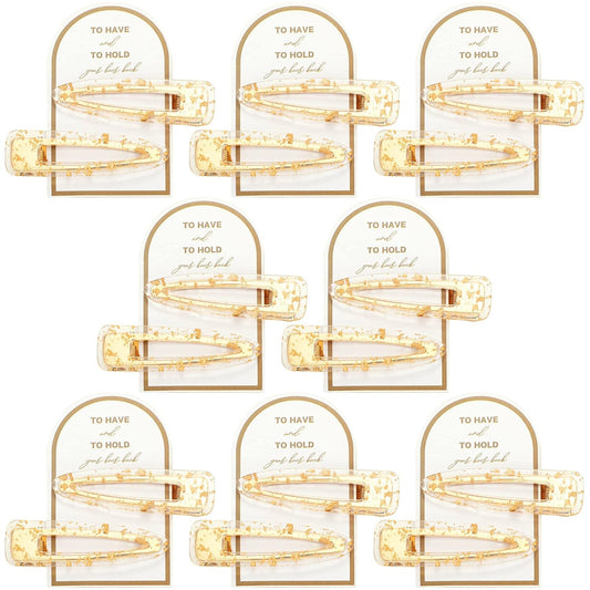 HooLing 16 Pcs Bridesmaid Hair Clips No Bend Gold Glitter Makeup Bangs Clips Bridesmaid Proposal Hair Accessories for Bride Women Wedding