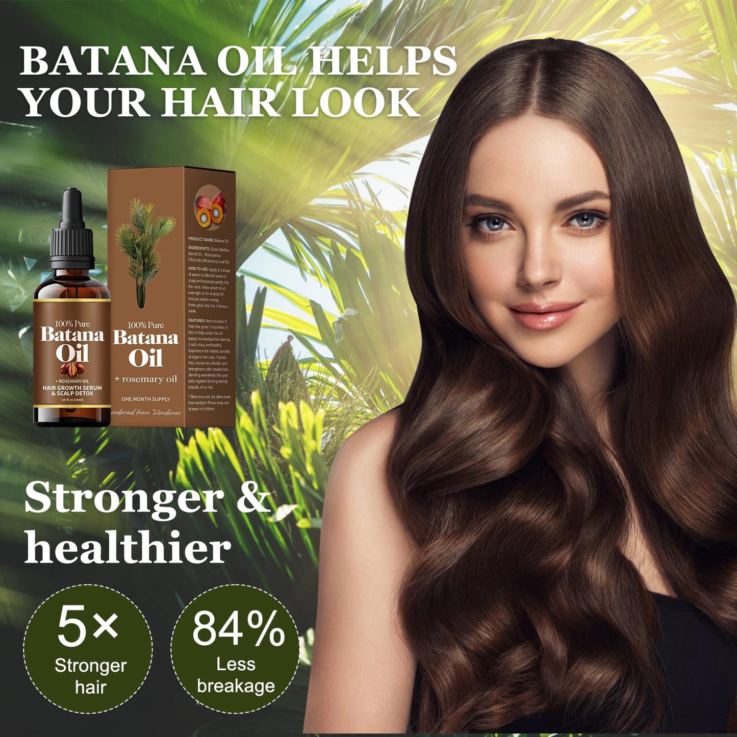 Batana Oil with Rosemary for Hair Growth,100% Organic Batana Oil from Honduras with Rosemary,Nourishes hair, for All Hair Types, 30ml / 1 Fl Oz (1pcs), Brown