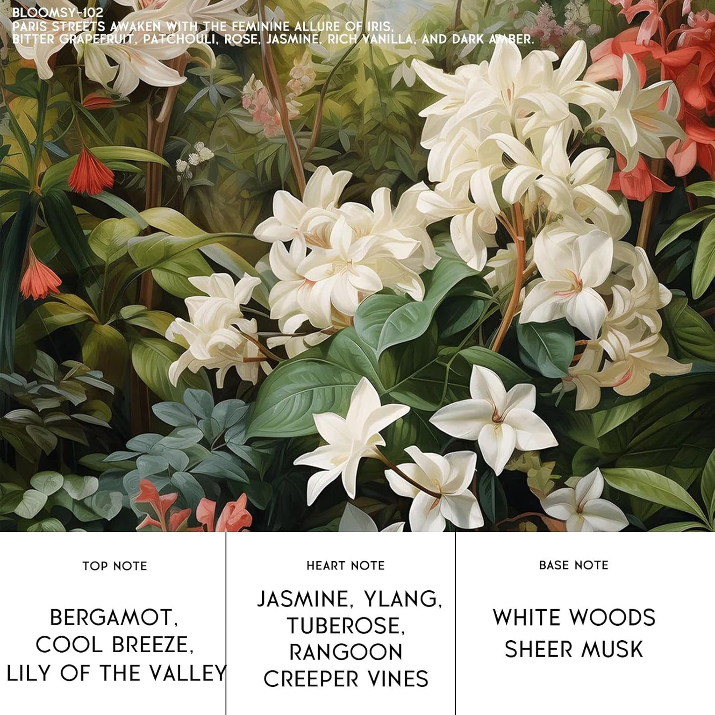 Pheromones Perfumes for Women&Men, No. 102 Scent with White Floral,Tuberose,Jasmine,Long Lasting Perfume Oil, 0.6fl.oz. Pheromone Cologne for Men,Pheromone Perfume(BLOOMSY)