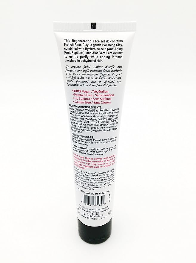 Adama Hydrating Clay Mask French Rose Zion Health 4 oz Cream