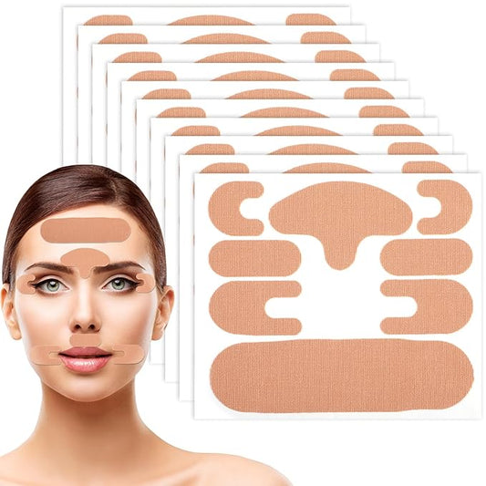 10pcs Face Lifting Tape, Cotton Face Wrinkle Patches to Smooth Eye Mouth Forehead Wrinkles Facial Lift Support Tape for Skin Firming & Toning & Tightening