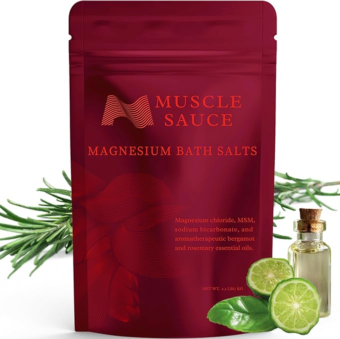 Magnesium Bath Salt - Muscle Soak - Absorbs Faster Than Epsom Salt Bath Soak for Pain - Magnesium Recovery Soak for Athletes - Concentrated Magnesium, MSM, and Essential Oils (Rosemary and Bergamot)