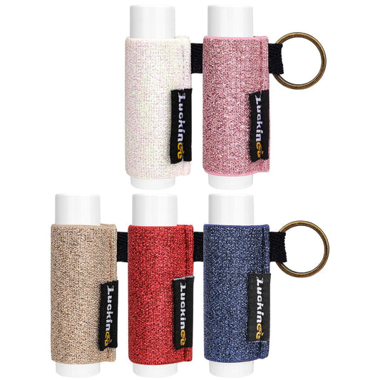 5PCS Lip Balm Holder Keychain Lip Gloss Keychain Holder Lipstick Keychain Holder Lip Balm Pouch Compatible with ChapStick Key Chain, Burt's Bees-Christmas Stocking Stuffers Gifts