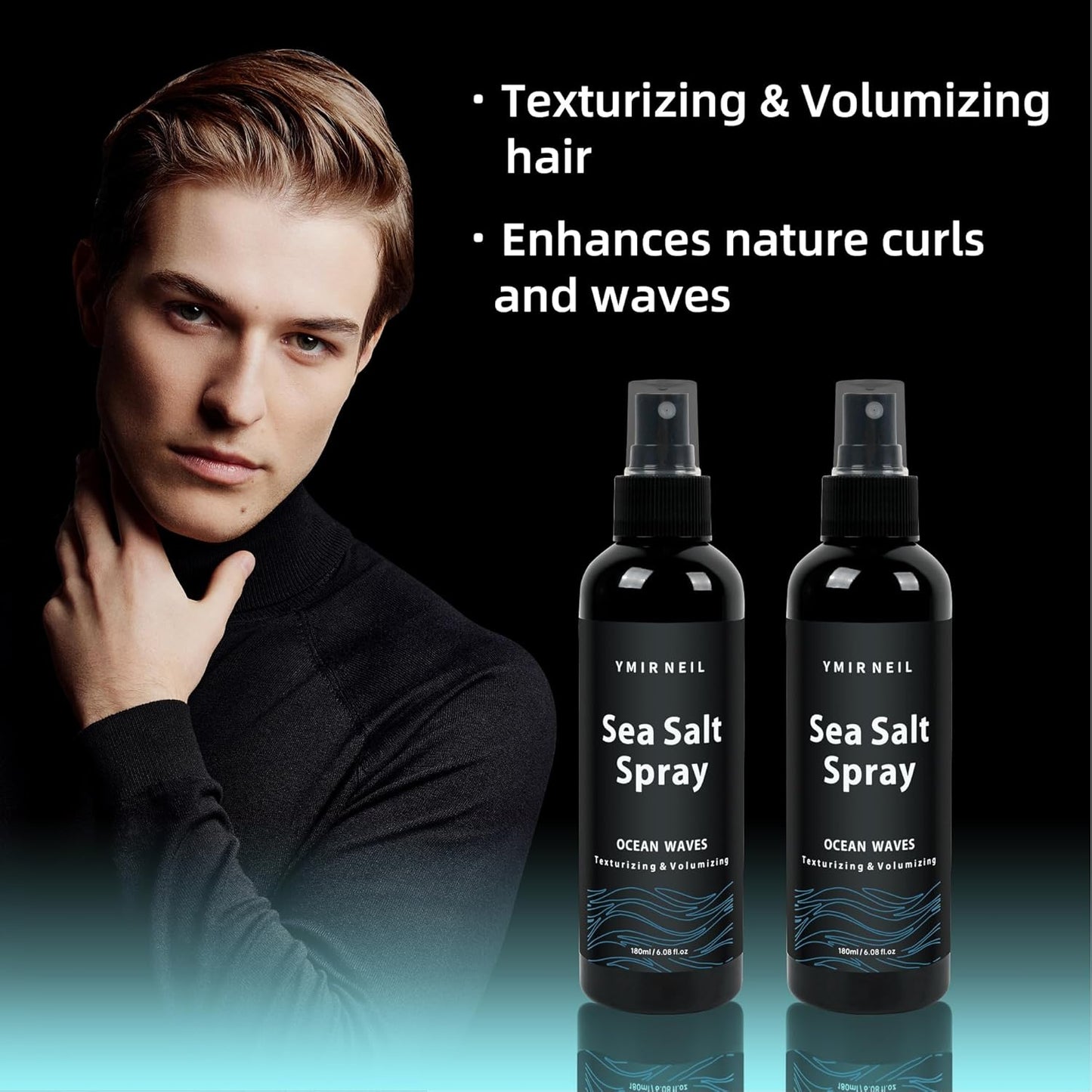 Natural sea salt spray for men,Texturizing,Volumizing,Beach Waves,fresh scent,6.0 fl oz,