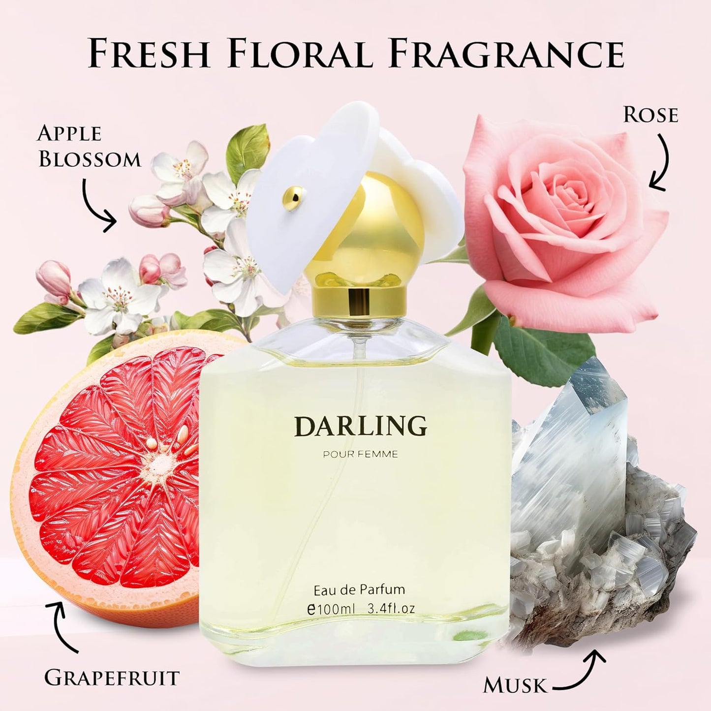 URBAN COLLECTION Darling So Fresh for Women Eau De Parfum – Fruity & Floral Fragrance – Grapefruit, Sweet Raspberry – Jasmine, Rose – Free of Paraben, Vegan & Cruelty-Free – 100ml Bottle