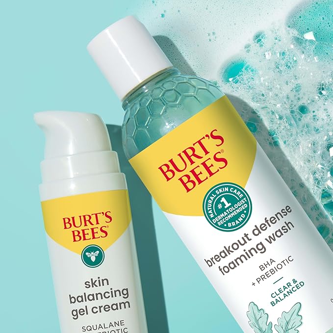 Burt’s Bees Foaming Face Wash, BHA Breakout Defense Cleanser for All Skin Types, Washes Away Impurities & Excess Facial Oil, With a Prebiotic, 8 Oz.