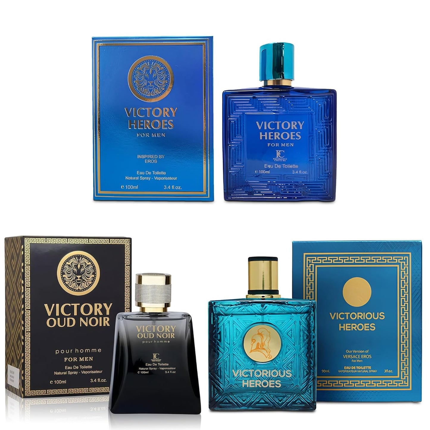 3Pack Men Colognes Victory Series Eau De Parfume Spray with Woody Floral & Fruity Scent Perfume Gift Set Day to Night Luxury Long Lasting Fragrances