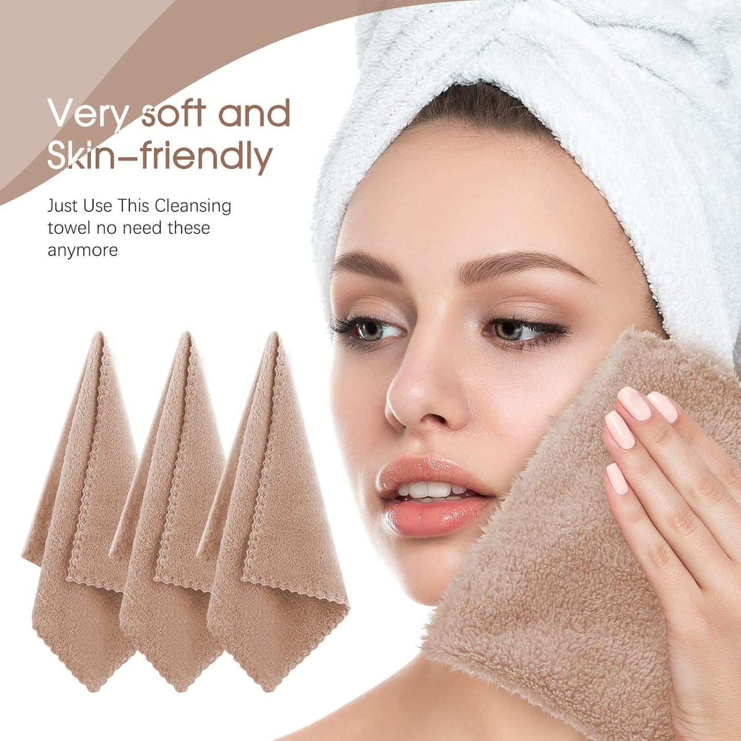 Syhood 12 Pieces Face Wash Cloth 12 x 12 in Makeup Remover Cloths Towel Coral Velvet Facial Microfiber Soft Fast Drying Facial Cleansing Towel for Face(Brown)