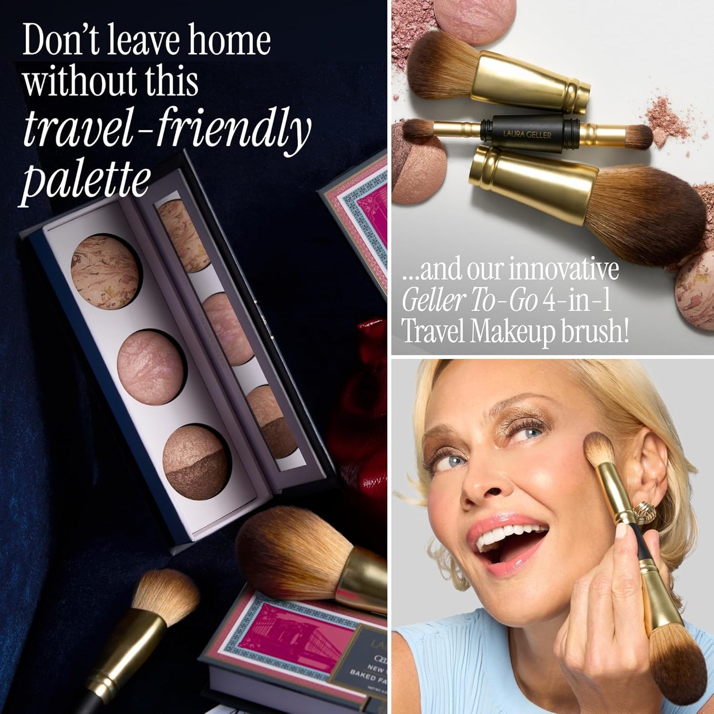 LAURA GELLER NEW YORK Geller's Greatest New York Minute Face & Eye Palette - Includes Blush, Bronzer and Eyeshadow Duo - Travel-Friendly Makeup Compact for Mature Skin
