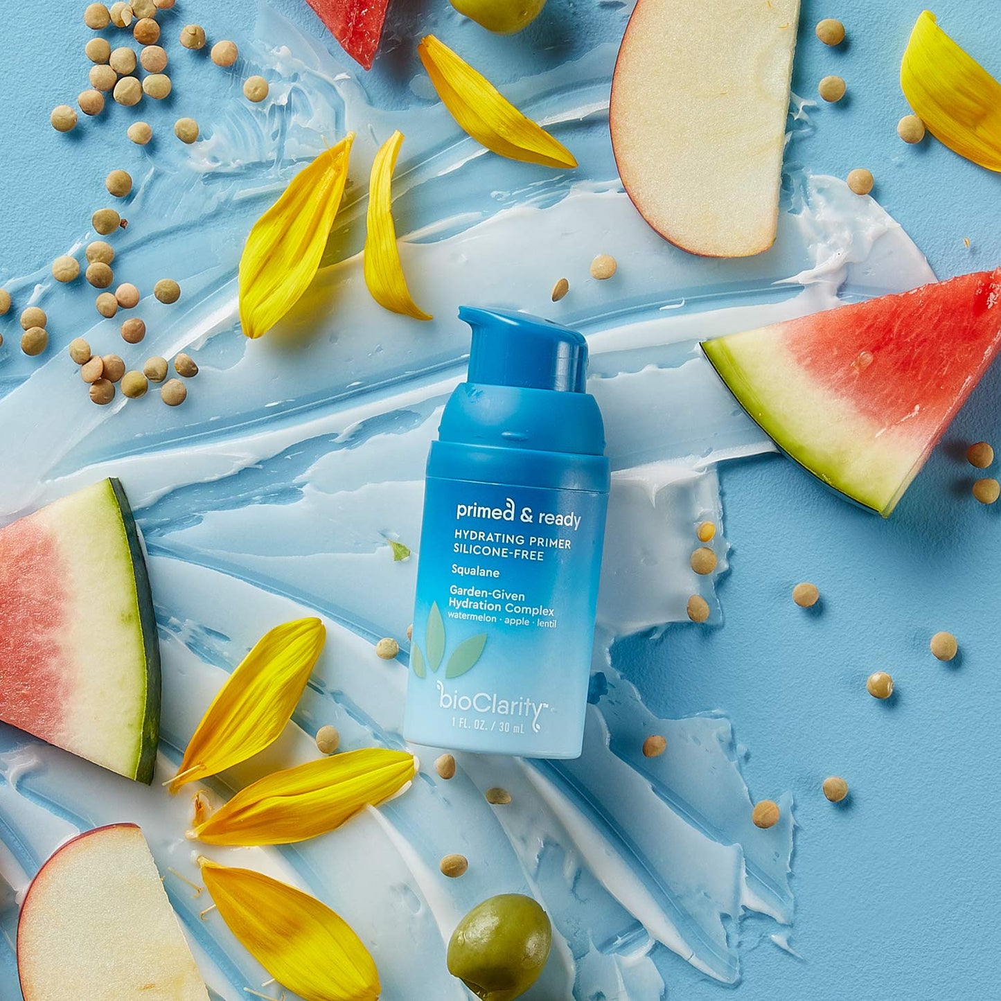 BioClarity Silicone-Free Moisturizing Primer, 100% Vegan, Non-Toxic, Doubles as Everyday Moisturizer, With Squalane, Vitamin E, Lentil & Watermelon, Lightweight Hydrating Formula, 1 fl. oz.